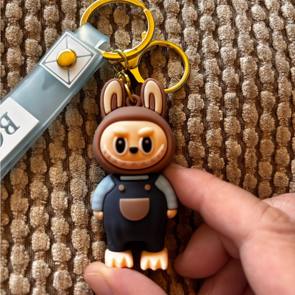 Cute Bunny Keychain with Blue Strap